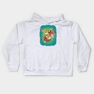 Tropical Carnival beautiful exotics birds Kids Hoodie